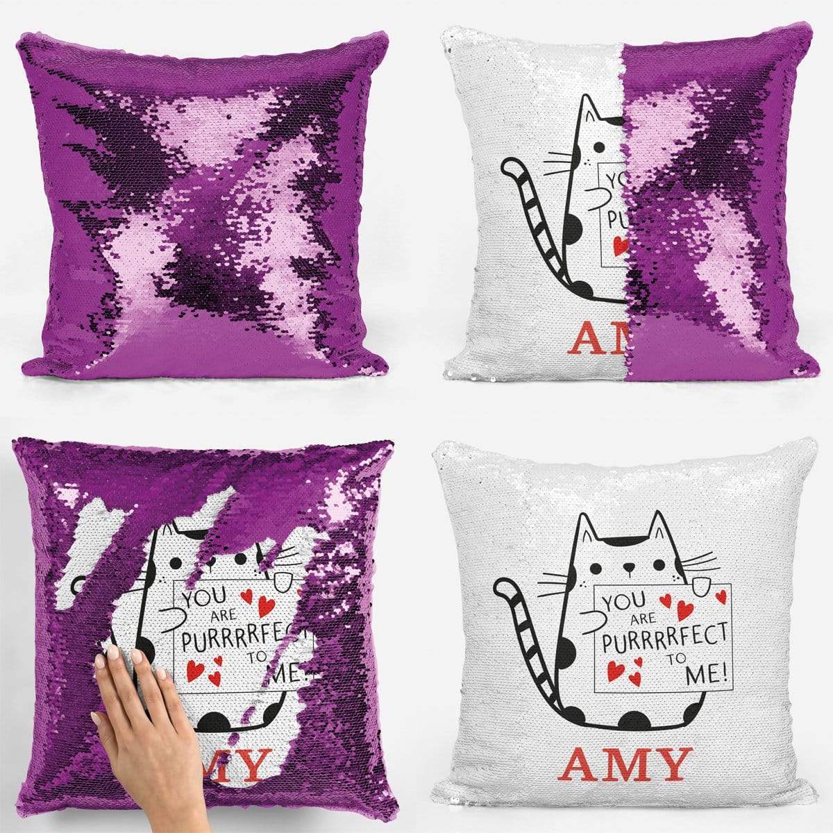 Purrfect to Me Sequin Magic Cushion